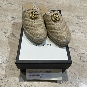 Gucci Marmont GG Raffe Elaphe Espadrille Mules